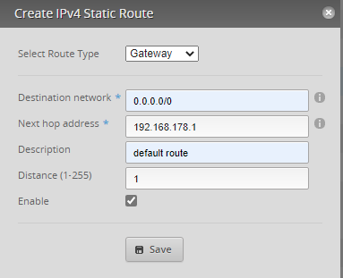 EdgeRouter: Create IPv4 Static Route