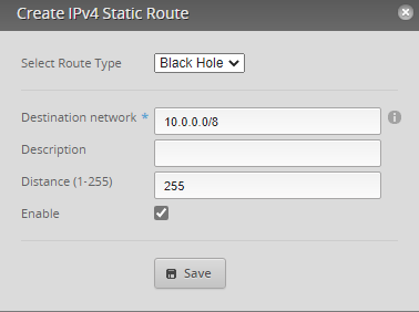 EdgeRouter: create ipv4 black hole route