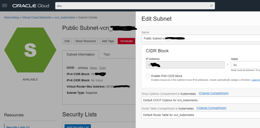 Oracle Cloud Enable CDIR Block