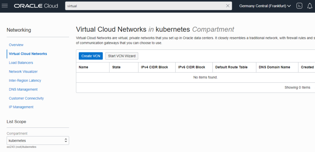 Create Virtual Cloud Networks Oracle Cloud