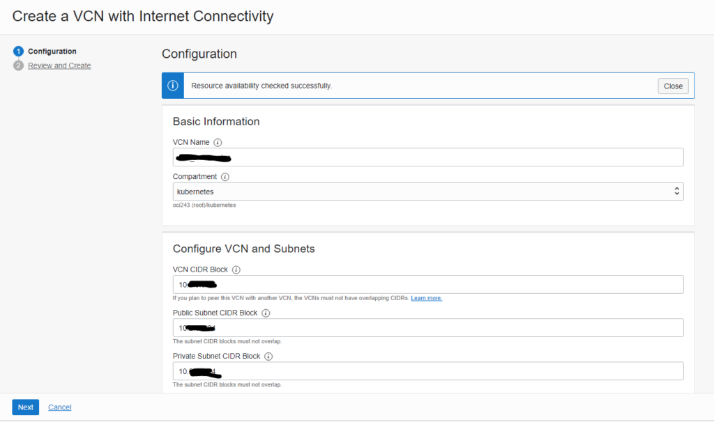 Create Oracle VCN with internet connectivity