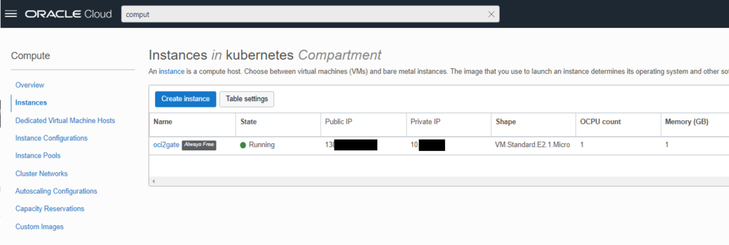 compute instance oci