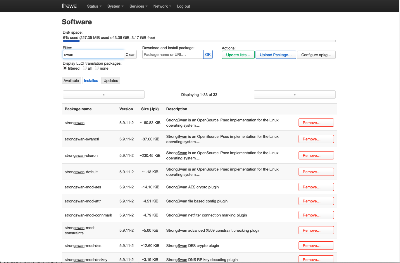 Check Installed Software LUCI OpenWRT