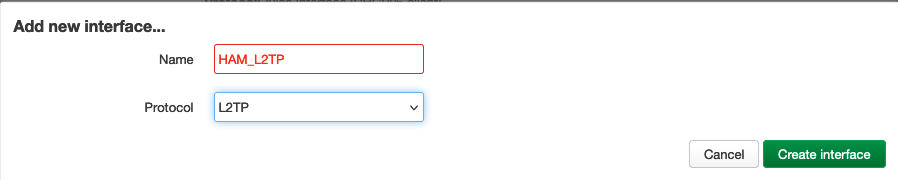 Neues L2TP Interface anlege