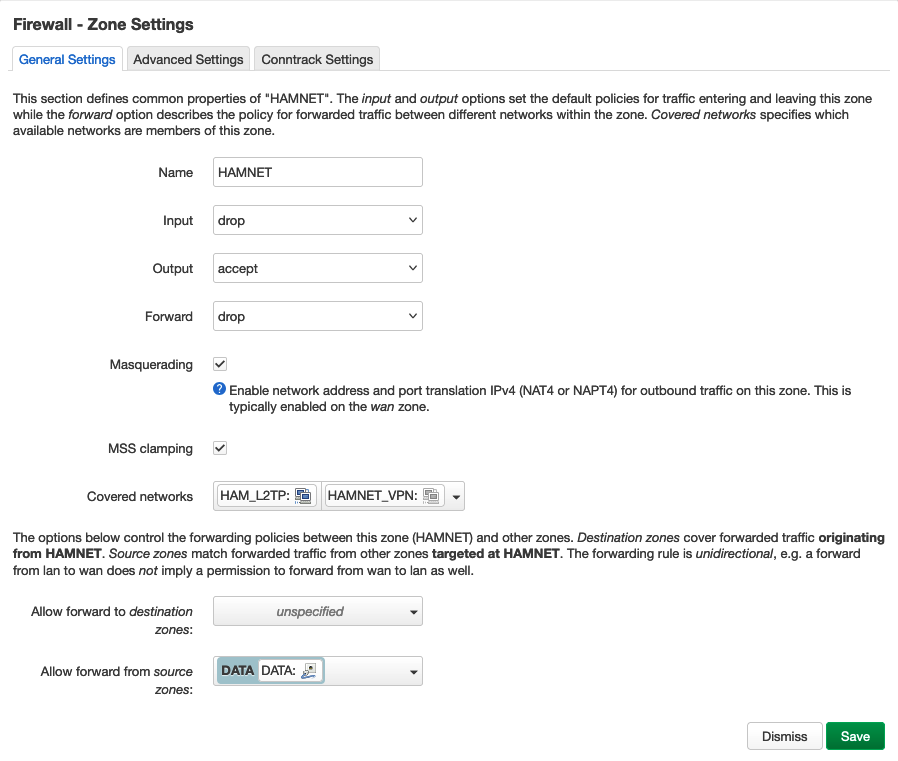 Firewall Zone Settings OpenWRT