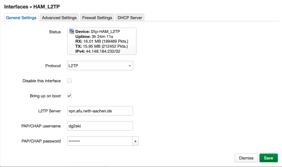 L2TP Interface General Settings